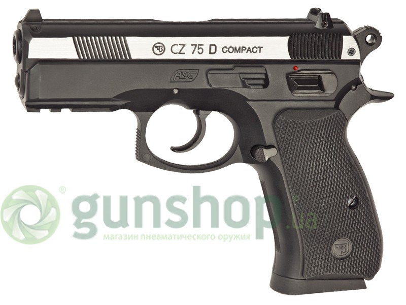 Пневматический пистолет ASG CZ 75D Compact вставка никель Пневматический пистолет ASG CZ 75D Compact вставка никель